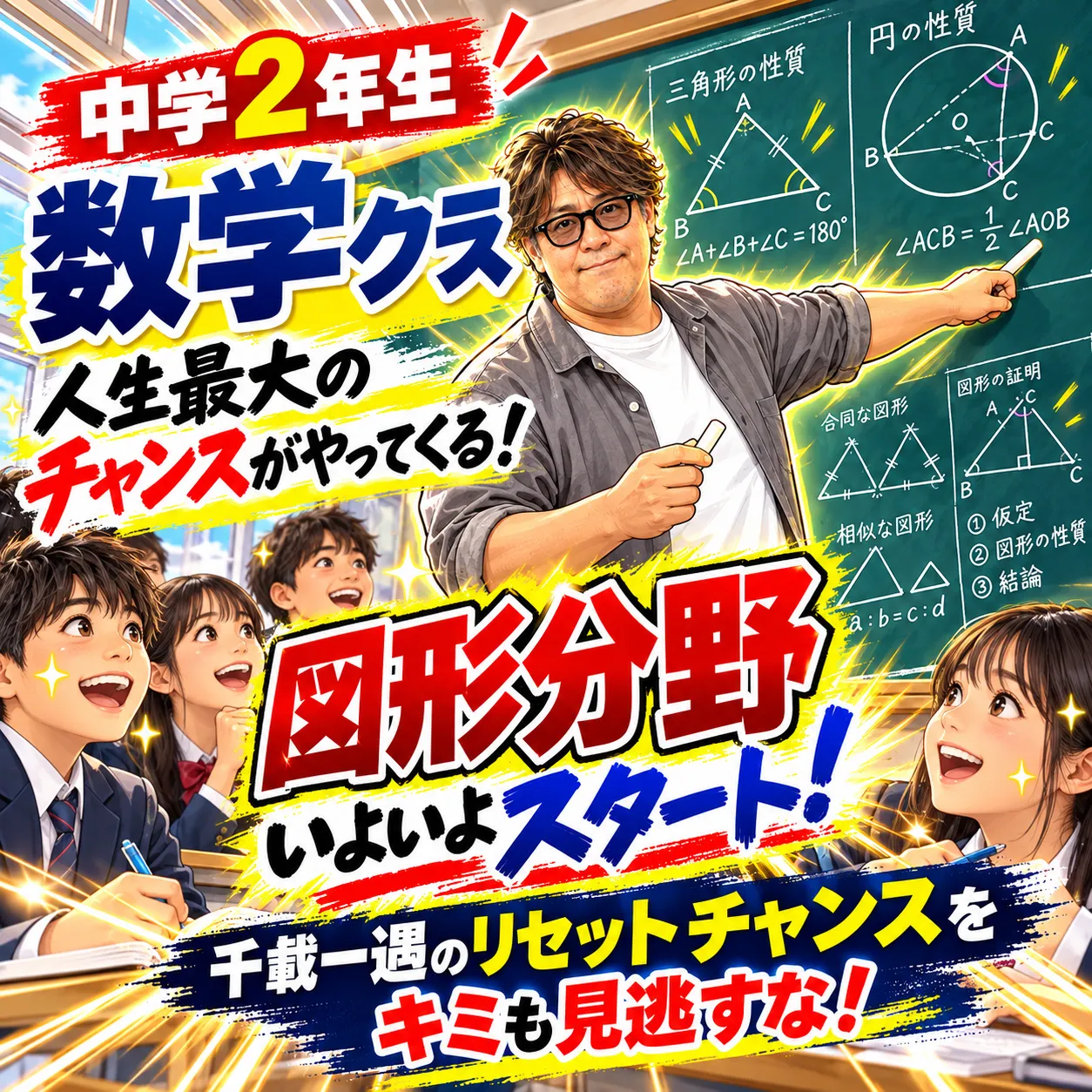 <中学2年生>塾長の数学クラス 図形分野いよいよスタート!
